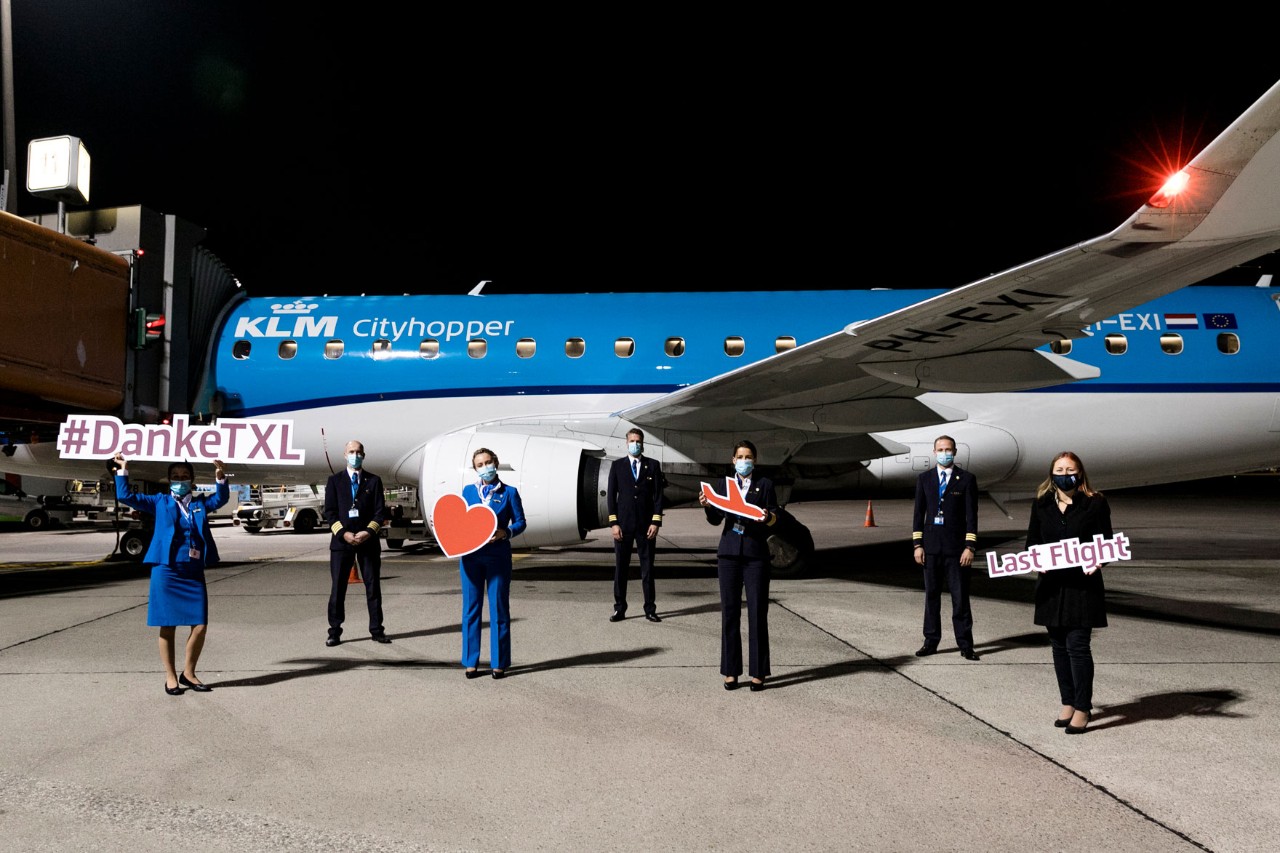 KLM sagt Danke TXL: Mit ihrem letzten Flug KL1832 nach Amsterdam verabschiedet sich die Airline vom Flughafen Tegel.